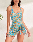 Vestido de baño control de abdomen con nudo modesto