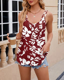Spaghetti Strap Eyelet Embroidery Scoop Neck Tank Tops