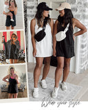 Women's Sleeveless Mini Dress with Built-in Shorts