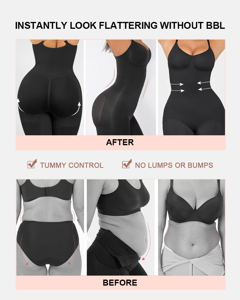 Women Tummy Control Bodysuit Mid Thigh Body Shaper