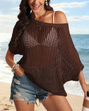 Crochet Hollow-Out Pullover Cover-Up Top