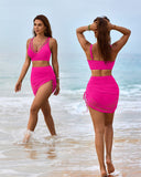 Sarong Wraps Bathing Suits Womens High Waisted Tummy Control Bikini Sets