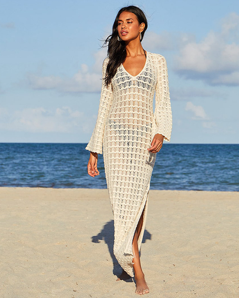 Beachside Glow Beige Cover-Up Dress