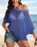 Crochet Hollow-Out Pullover Cover-Up Top