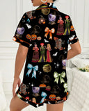 Spooky & Luxe: 2025 Retro Halloween Silk Satin Pajama Set