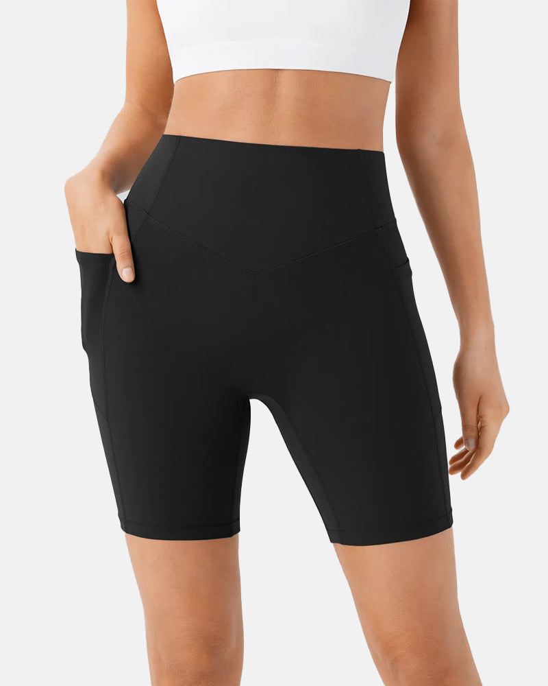 High Waisted Scrunch Butt Lifting Tummy Control Pocket Biker Shorts