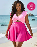 Ruffle Cutout Tummy Control Modest One Piece Swimsuit