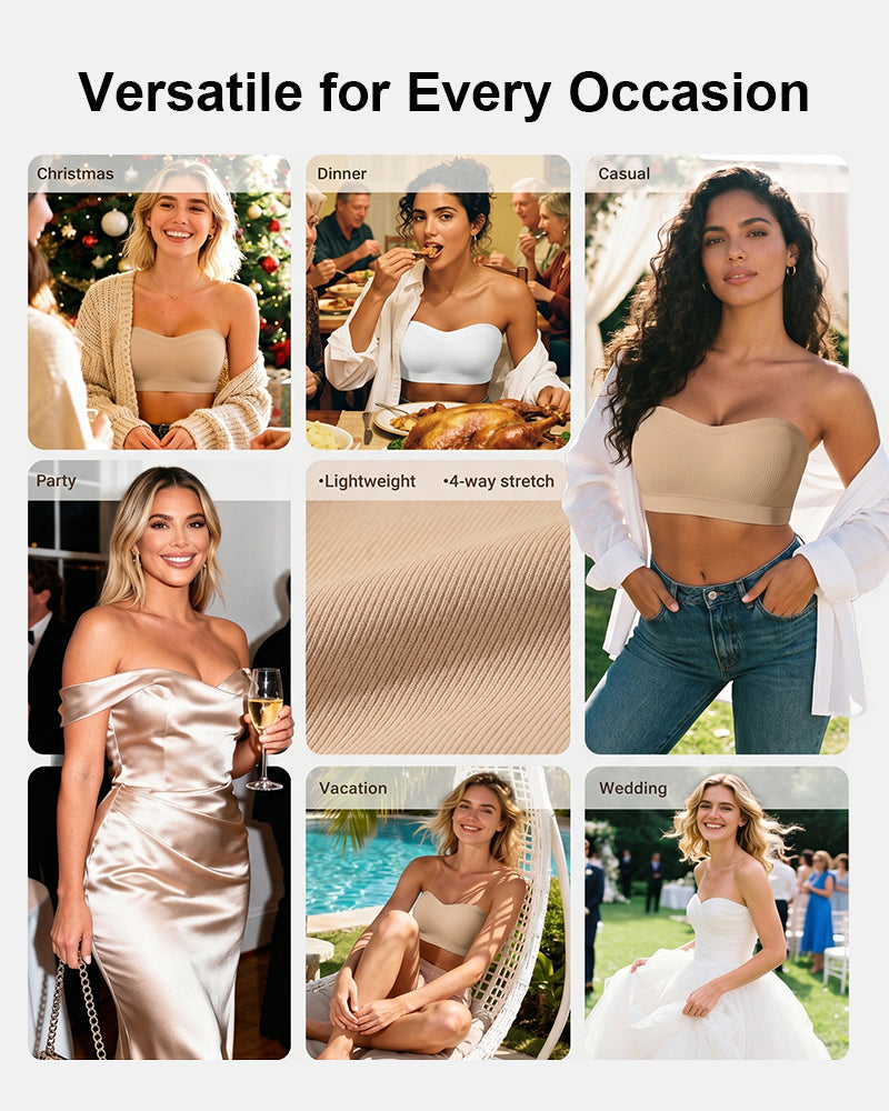 Sujetador Bandeau de Mujer Antideslizante Sin Costuras Inalámbrico Push Up