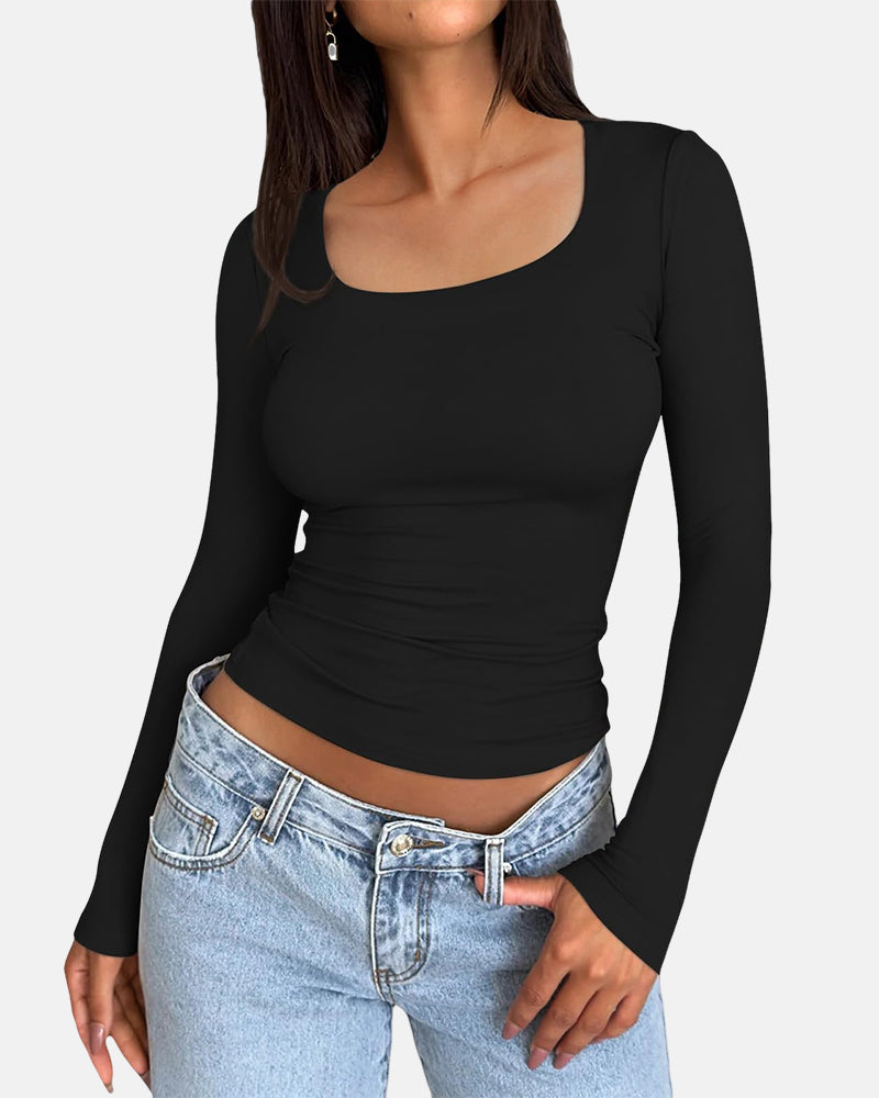 Slim-Fit Square Neck Top