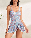 Vestido de baño control de abdomen con nudo modesto