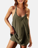 Women's Sleeveless Mini Dress with Built-in Shorts