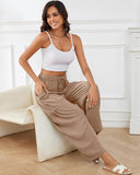 Pantalones harén de pernera ancha para mujer, informales, holgados, con cordón, para verano, con bolsillos