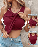 Camiseta de tirantes acanalada con sujetador y almohadillas incorporados