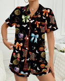 Spooky & Luxe: 2025 Retro Halloween Silk Satin Pajama Set