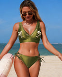 Petal Cutout V-Neck Two-Piece Bikini Set