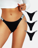 Womens Sexy Rhinestone Thongs 3-Pack