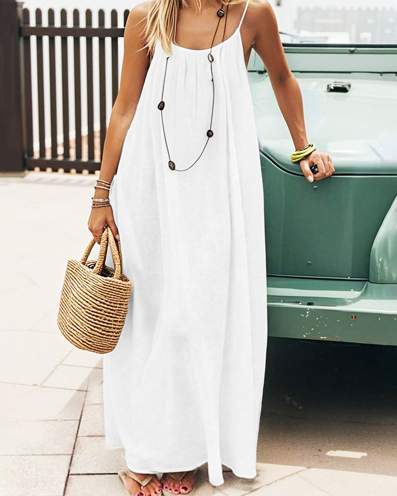 Women's Solid Color Backless Cami Dress