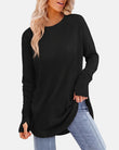 Women Long Sleeve Thumb Hole Crew Neck Tunic Top