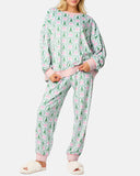 Cozy Christmas Pajama Set — Tree & Bow Print Two-Piece Loungewear