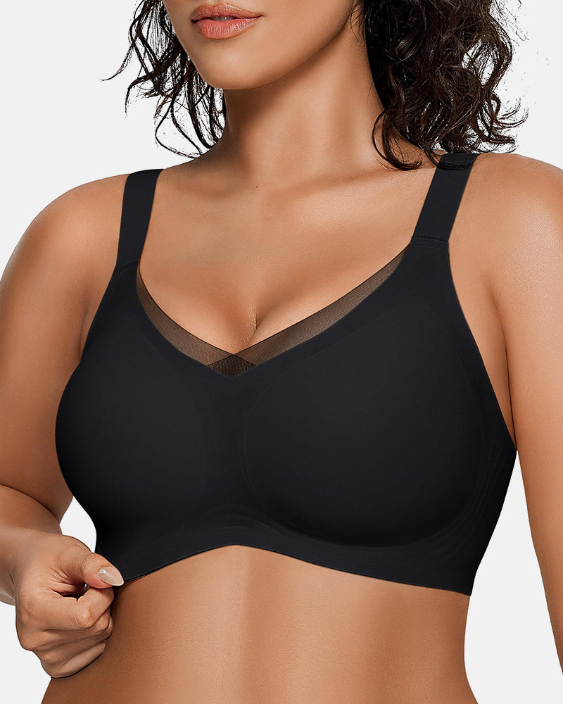 V Mesh Seamless Push-Up Wireless Bra