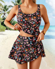 Tummy Control Tankini Set with Flowy Swim Skirt