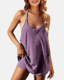 Women's Sleeveless Mini Dress with Built-in Shorts