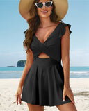 Ruffle Cutout Tummy Control Modest One Piece Swimsuit
