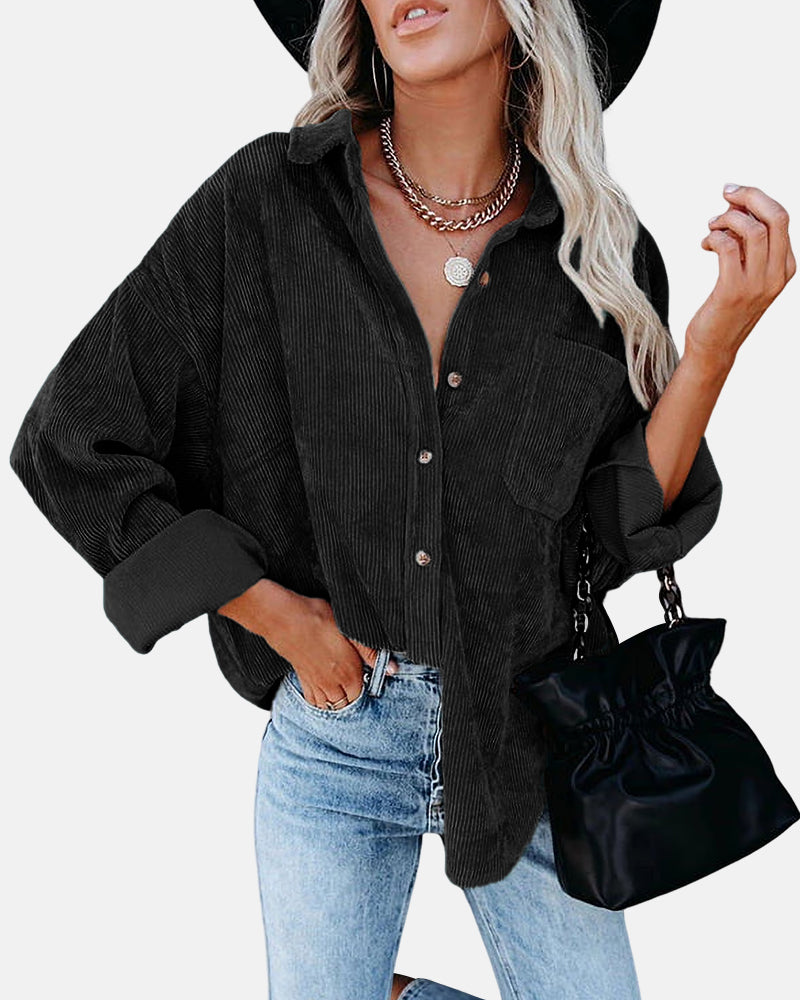 Oversized Boyfriend Corduroy Button Down Shirt