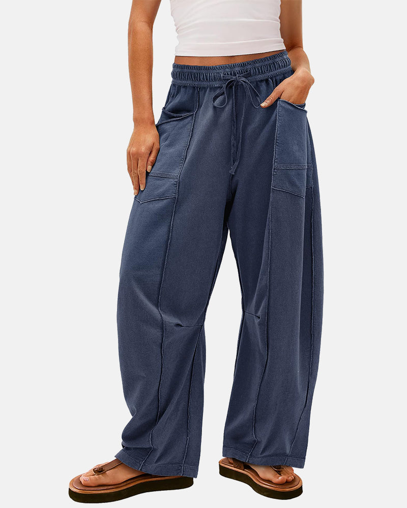 New Elevated Barrel Leg Lounge Pants - Slimming High Waist in Premium Organic Cotton