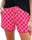Checkered Drawstring Elastic Waist Casual Shorts with Pockets