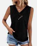 Camiseta sin mangas con botones y cuello en V