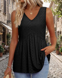 Tops de tirantes peplum fluidos con cuello en V sin mangas para mujer