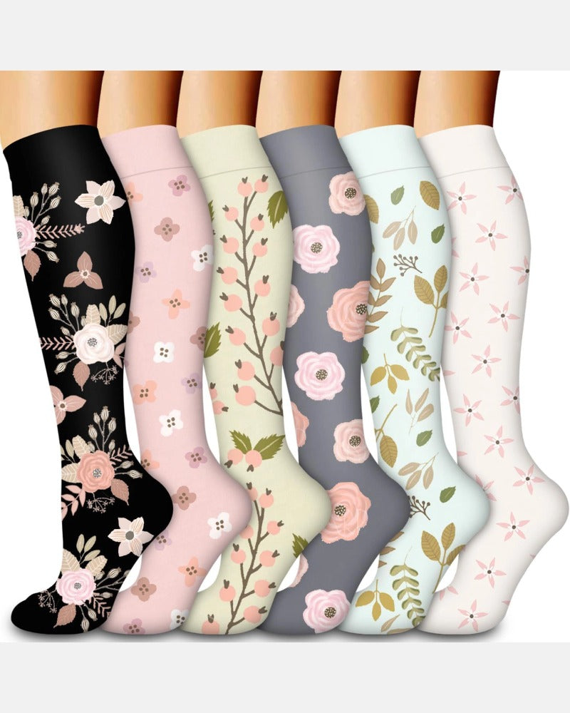 6-Pair Compression Socks — All-Day Support for Work, Running & Recovery