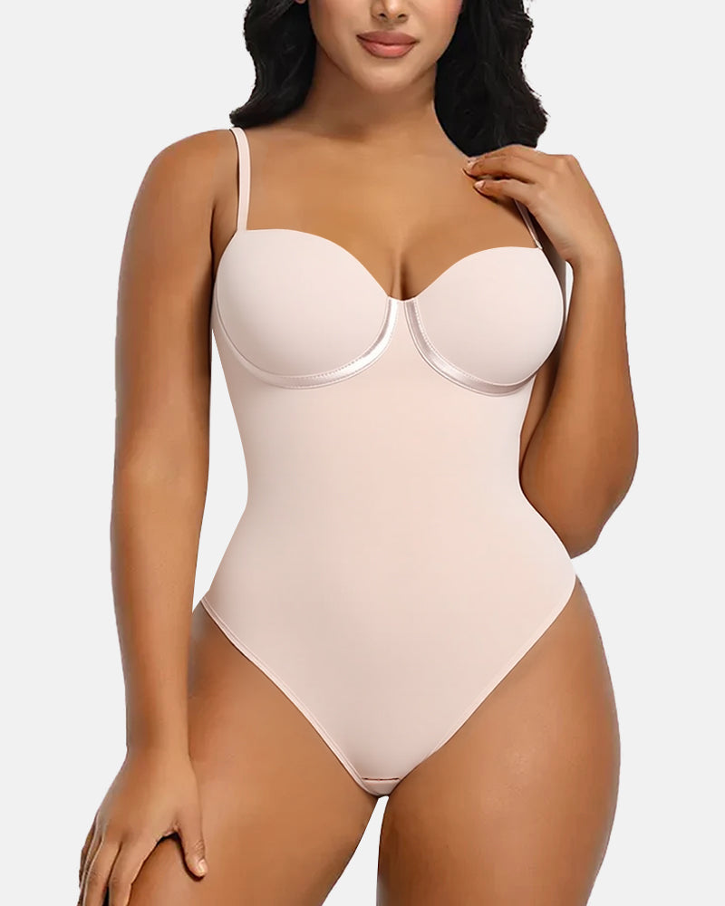 Sexy Back Lace-up Thong Seamless Corset Bodysuit