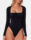 Square Neck Sculpting Bodysuit Second Skin Fit Seamless Thong