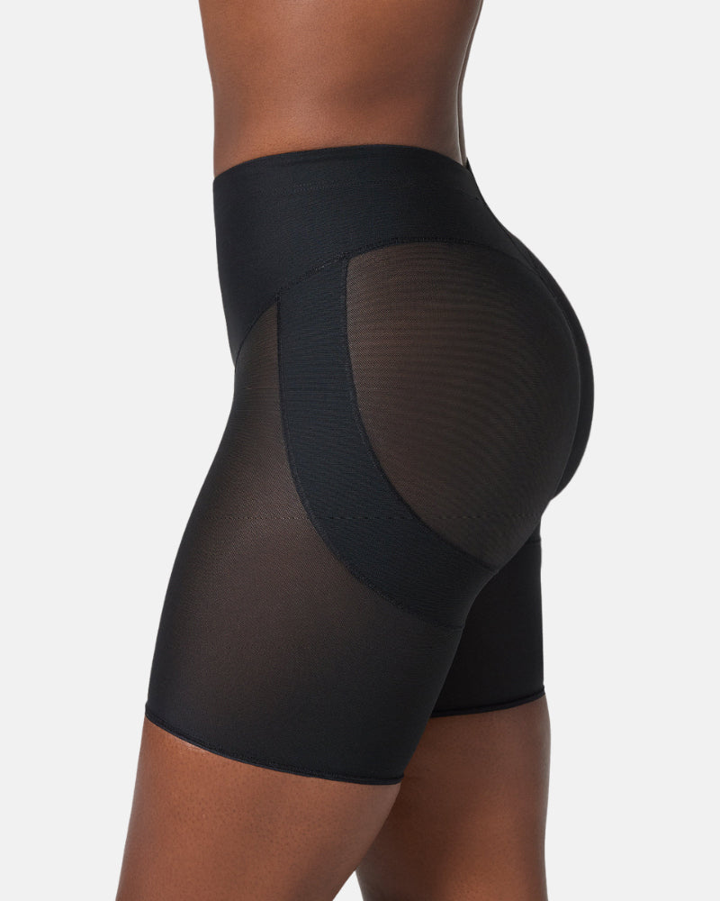 PowerUp Firm Compression Butt Lifter Shaper Shorts with Ruched Seam & Lift Bands