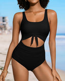 Cutout Tie Knot Tummy Control One Piece Swimsuit
