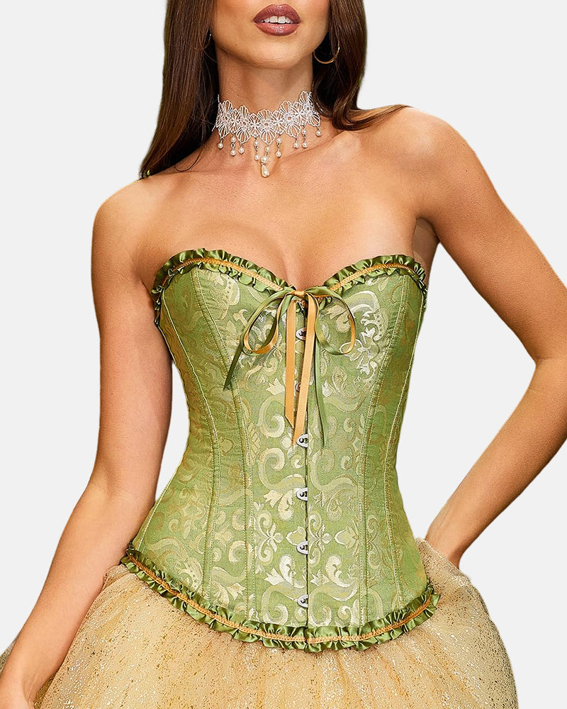 Lace Up Boned Overbust Corset Bustier