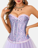 Lace Up Boned Overbust Corset Bustier