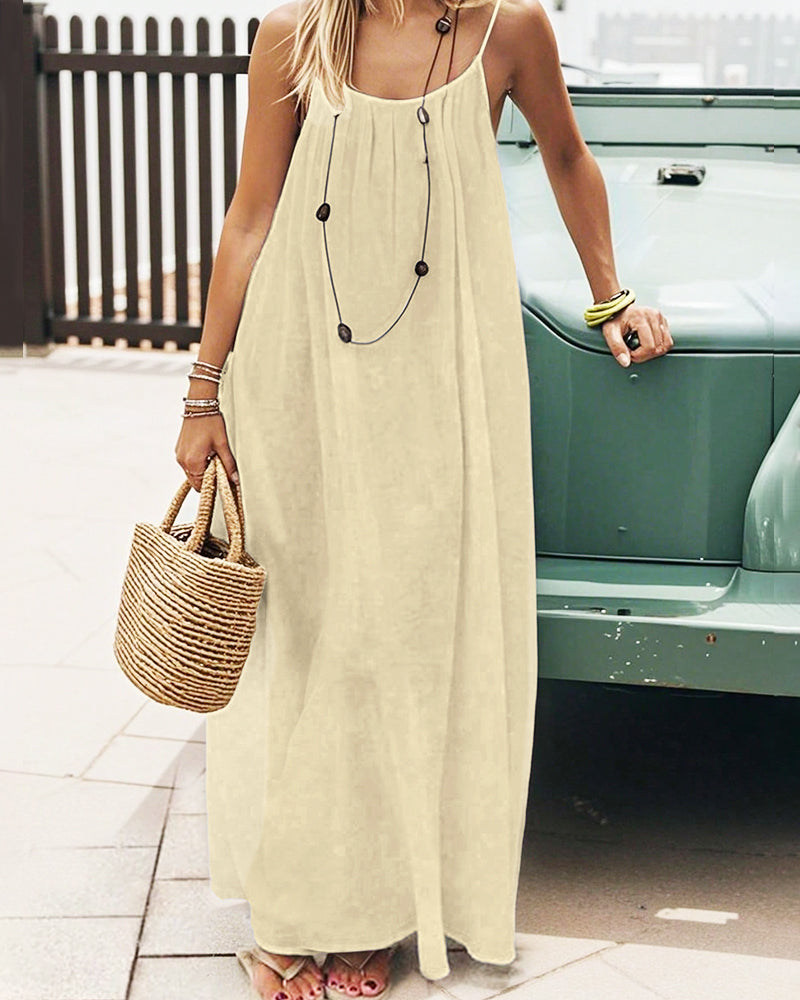 Women's Solid Color Backless Cami Dress