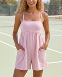 Athletic Spaghetti Strap Beach Vacation Romper with Pockets