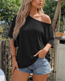 Solid Color Minimalist Loose Fit Short Sleeve T-shirt