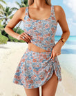 Two Piece Tankini Bathing Suit Tummy Control Tank Top with Swim Skirt