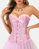 Lace Up Boned Overbust Corset Bustier