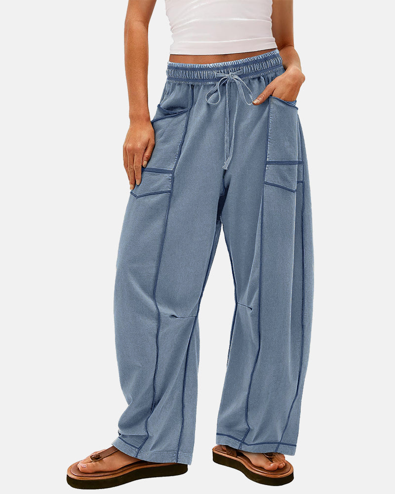 New Elevated Barrel Leg Lounge Pants - Slimming High Waist in Premium Organic Cotton