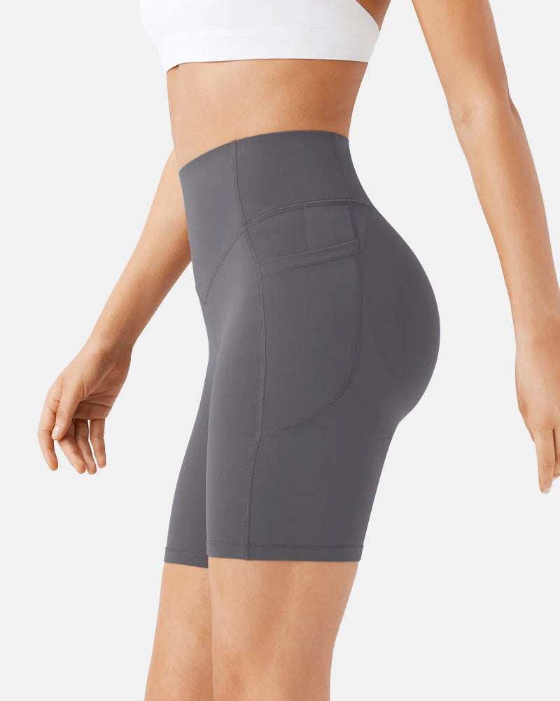 High Waisted Scrunch Butt Lifting Tummy Control Pocket Biker Shorts
