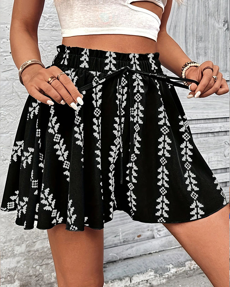 Pantalones cortos de mujer de cintura alta con estampado bohemio