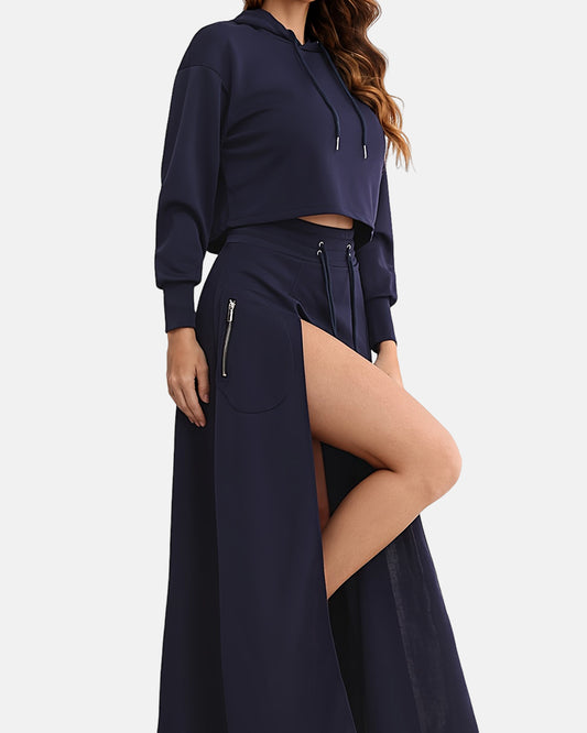 Women's 2-Piece Hoodie and Split Skirt Lounge Set