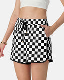 Checkered Drawstring Elastic Waist Casual Shorts with Pockets