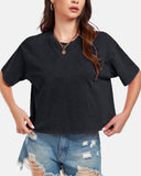 Oversized Vintage Acid Wash Cotton Cropped T Shirts
